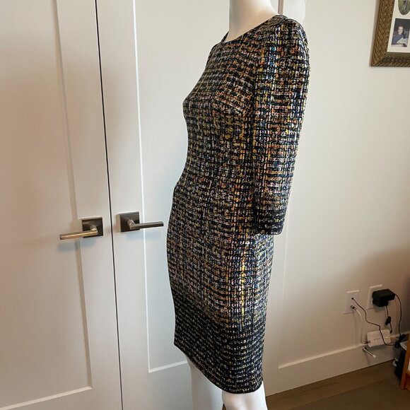 Joseph Ribkoff Modelo 164708X Scoop Nk 3/4 Slv Side Zip Abstract Print Dress 2 - Picture 5 of 15